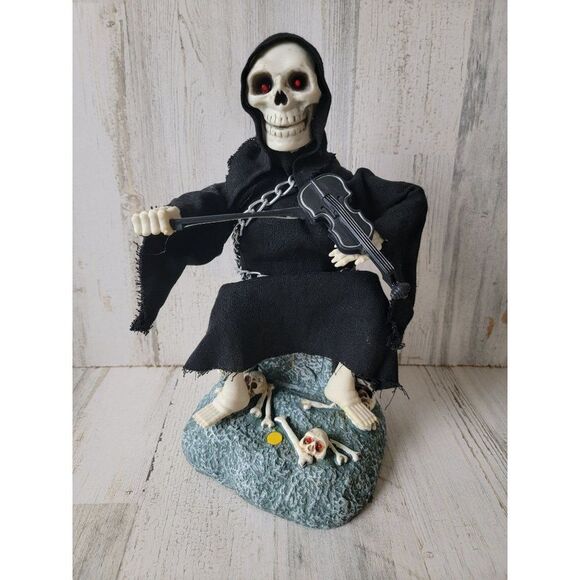 Gemmy Halloween animated Grim Reaper violin Tombstone scary prop decor - Picture 5 of 9